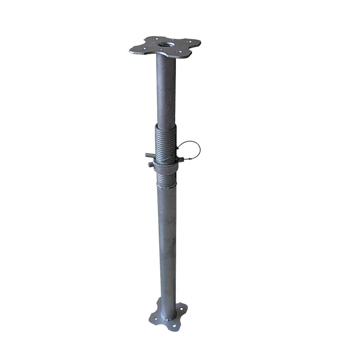 Étai télescopique galvanisé à chaud, platines fleur 140x140 mm